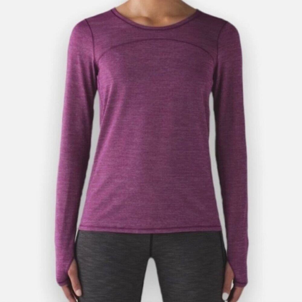 Lululemon On Track Long Sleeve Top in Heather Purple